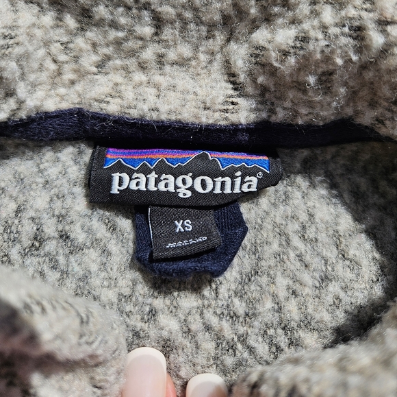 Patagonia Woolyester Pullover in Oatmeal & Navy - size xs - Picture 6 of 11